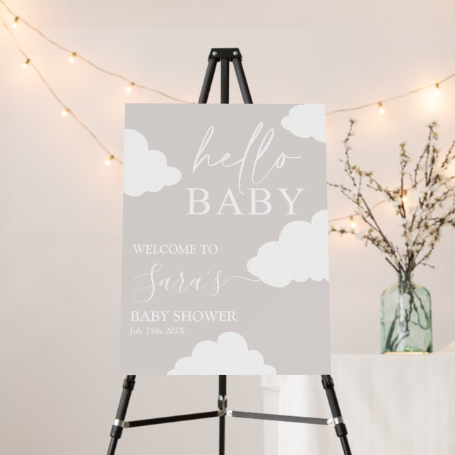 Cloud Baby Shower Welcome sign (In Situ (Stand))