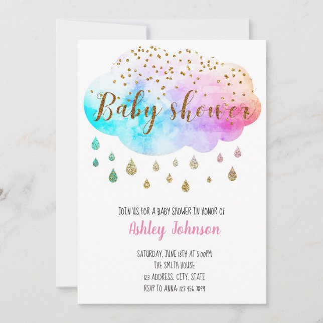 Cloud baby sprinkle invitation (Front)