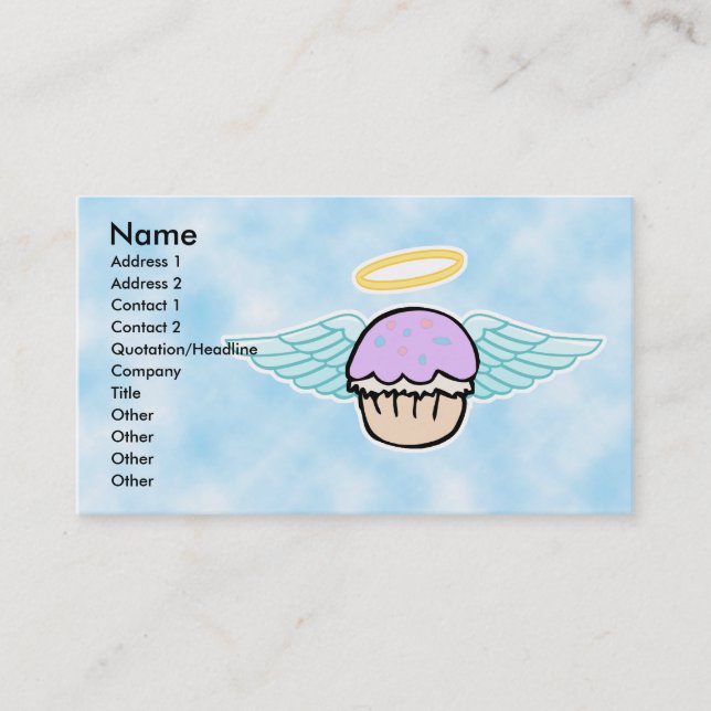 cloud background, cupcake angel no text, Name, ... Business Card (Front)