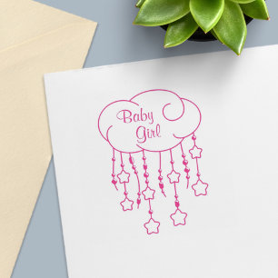 Cloud Beads Stars Mobile Baby Girl Self-inking Stamp