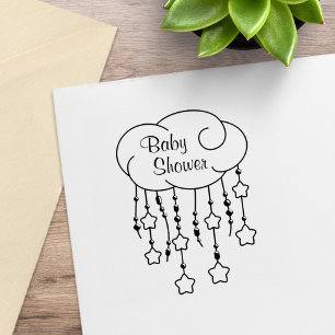 Cloud Beads Stars Mobile Baby Shower Rubber Stamp