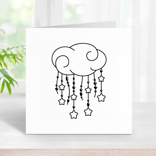 Cloud Beads Stars Mobile Baby Shower Rubber Stamp