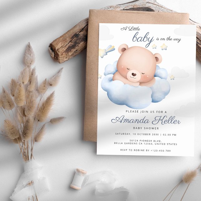 Cloud Bear Baby Shower Invitation (Creator Uploaded)
