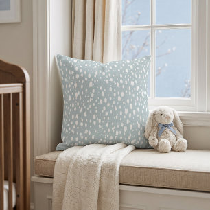 Cloud Blue and White Abstract Scattered Dots Throw Pillow