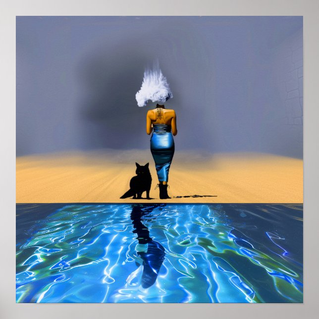 Cloud Blue Dress Detox Witchy AI Art Matte Value Poster (Front)