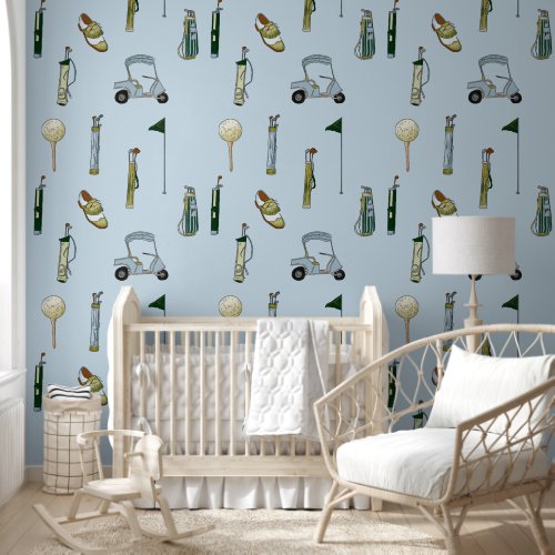 cloud blue Golf blue and green watercolor Wallpaper