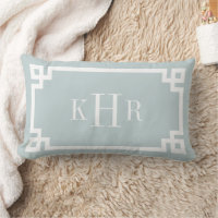 Cloud Blue Greek Key Border Custom Monogram
