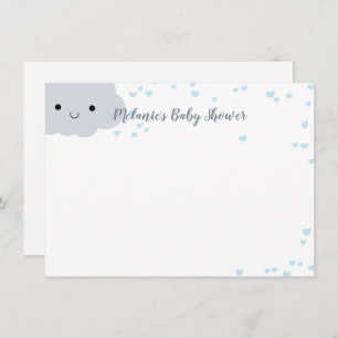 Cloud Blue Hearts Baby Shower Custom Stationery Invitation