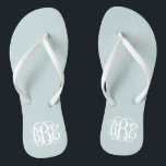 Cloud Blue Preppy Script Monogram Flip Flops<br><div class="desc">PLEASE CONTACT ME BEFORE ORDERING WITH YOUR MONOGRAM INITIALS IN THIS ORDER: FIRST, LAST, MIDDLE. I will customize your monogram and email you the link to order. Please wait to purchase until after I have sent you the link with your customized design. Cute preppy flip flip sandals personalized with a...</div>