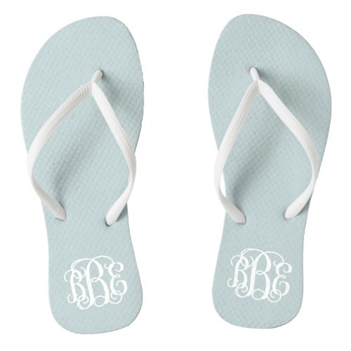 Cloud Blue Preppy Script Monogram Flip Flops