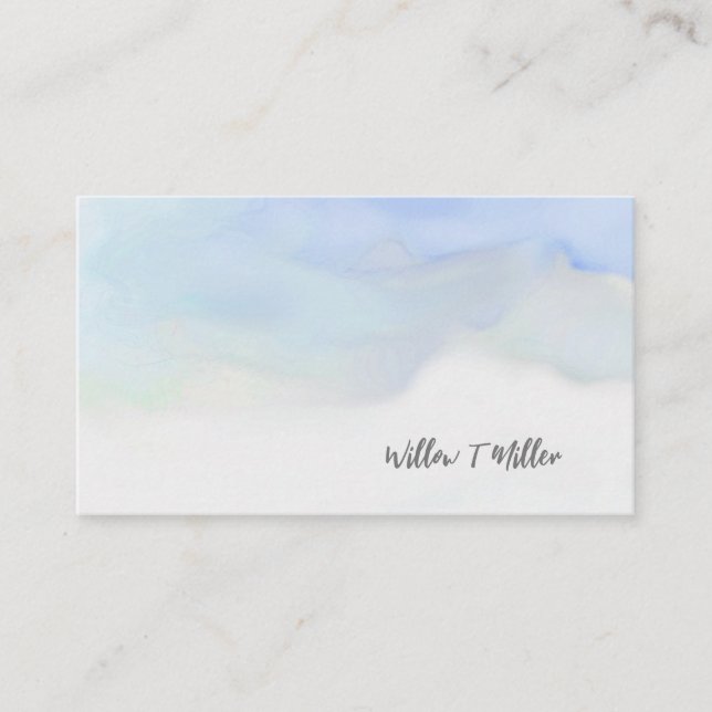Cloud Blue Watercolor Antique Business Cards (Front)