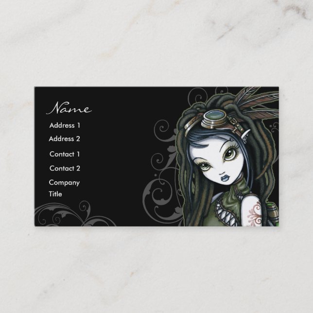 "Cloud Burst" Tribal Aviatrix Fae Business Cards (Front)