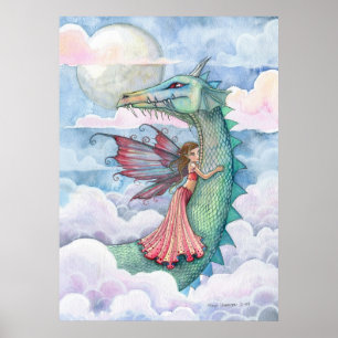 Cloud Busting Fairy Dragon Poster Print