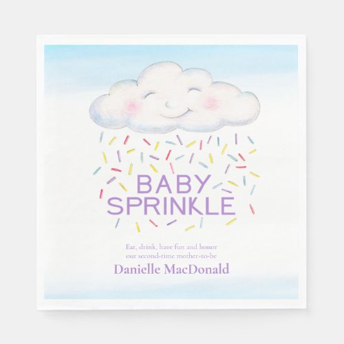 Cloud candy baby sprinkle colorful watercolor art napkins