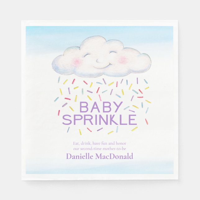 Cloud candy baby sprinkle colorful watercolor art napkins (Front)
