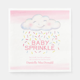 Cloud candy baby sprinkle pink watercolor art napkins