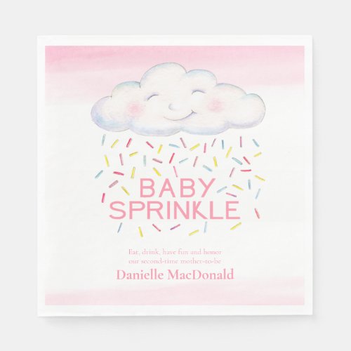 Cloud candy baby sprinkle pink watercolor art napkins