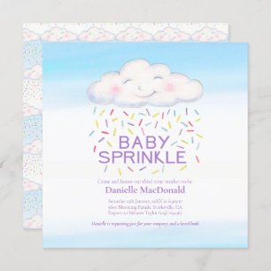 Cloud candy baby sprinkle watercolor square invitation
