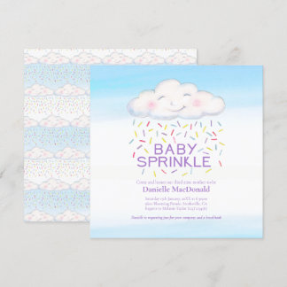 Cloud candy baby sprinkle watercolor square invitation