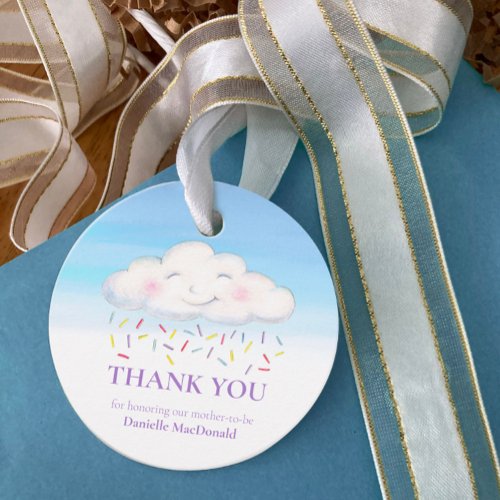 Cloud candy baby sprinkle watercolor thank you  favor tags