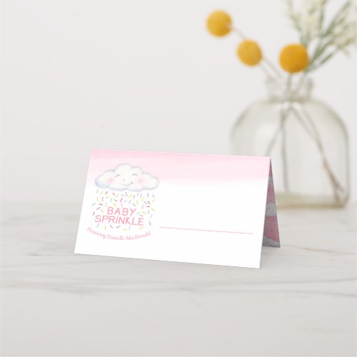 Cloud candy watercolor art pink guest place cards