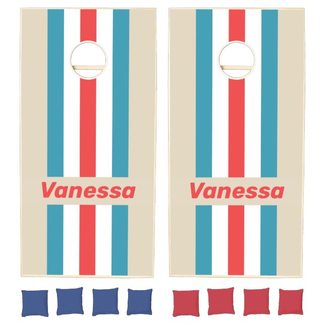 Cloud Chaser Pin Striped with Name Cornhole Set (Set)