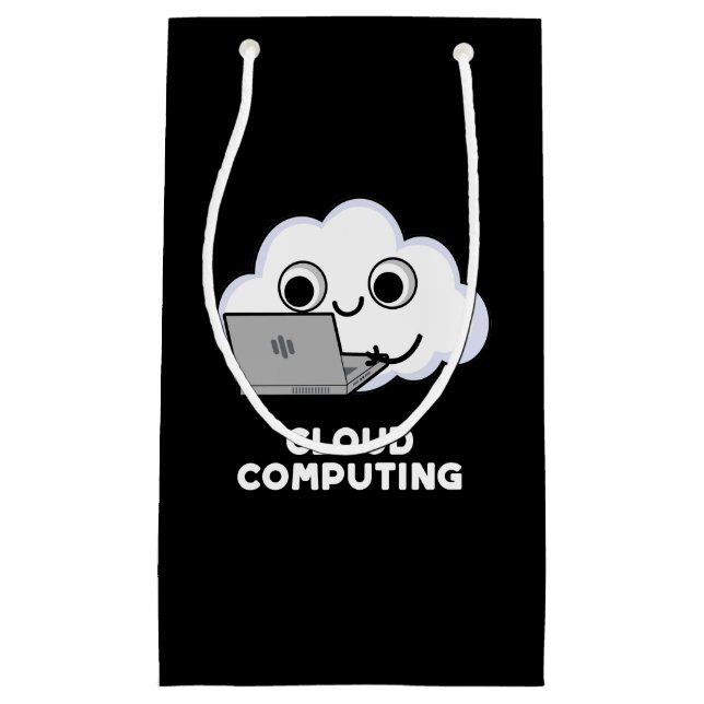 Cloud Computing Computer Weather Pun Dark BG Small Gift Bag (Front)