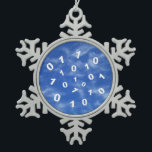 Cloud Computing Data Snowflake Pewter Christmas Ornament<br><div class="desc">A whimsical representation of all that binary big data in the sky that perhaps is generated by cloud computing resources. It’s a humorous take on the current state of the art for information technology data centers. Perfect for IT engineers, network technicians and geeks of all types.</div>