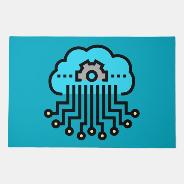 Cloud Computing Network Circuit Gear Tech Doormat (Front)