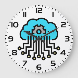Cloud Computing Network Circuit Gear Tech Large Clock