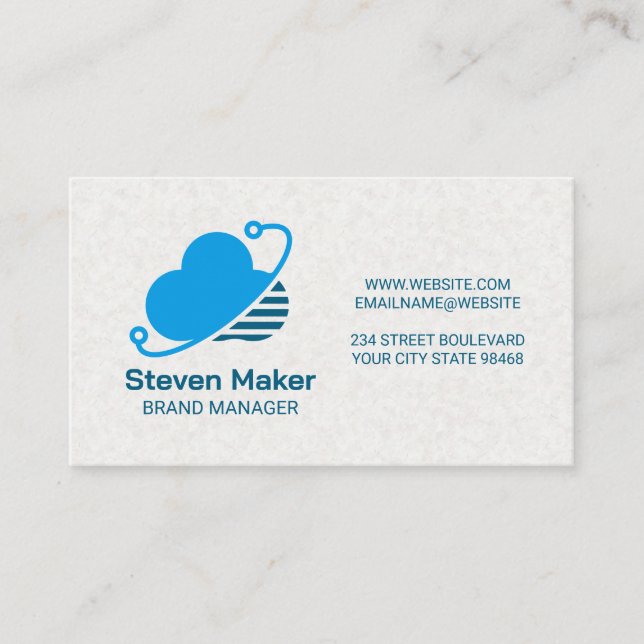 Cloud Computing | Tech Modern Data Logo Business Card (Front)