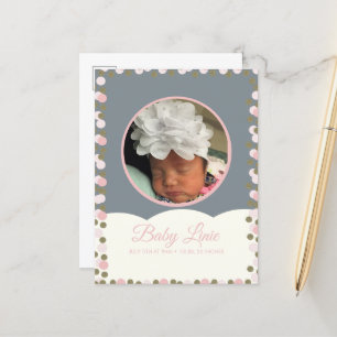 Cloud Confetti Dot Border Baby Announcement Card