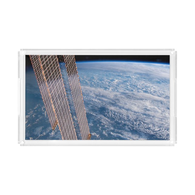 Cloud-Covered Tasman And Coral Seas. Acrylic Tray (Front)