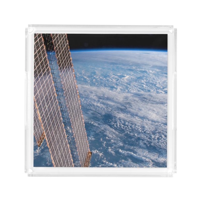 Cloud-Covered Tasman And Coral Seas. Acrylic Tray (Front)