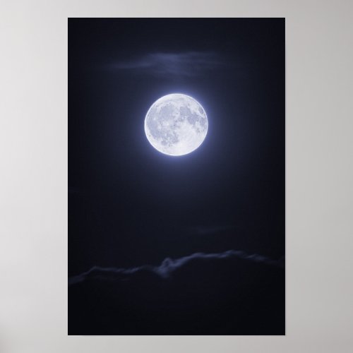 Cloud Covering Full Moon Poster