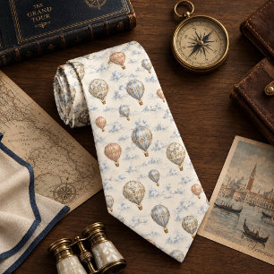 Cloud Dancer Vintage Hot Air Balloons Neck Tie