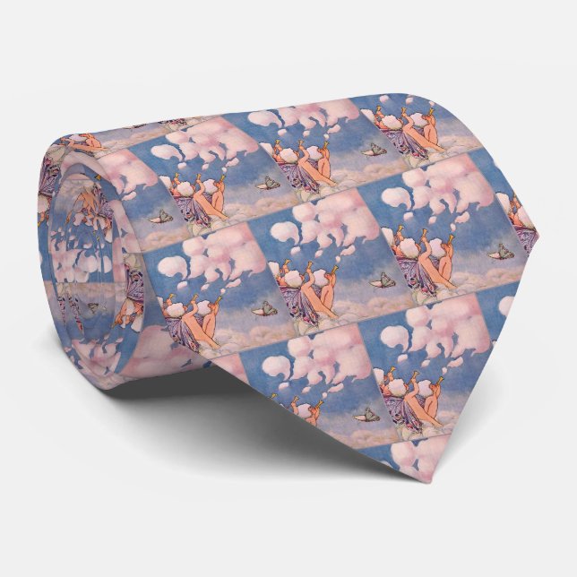Cloud Faeries Making Clouds Neck Tie (Rolled)