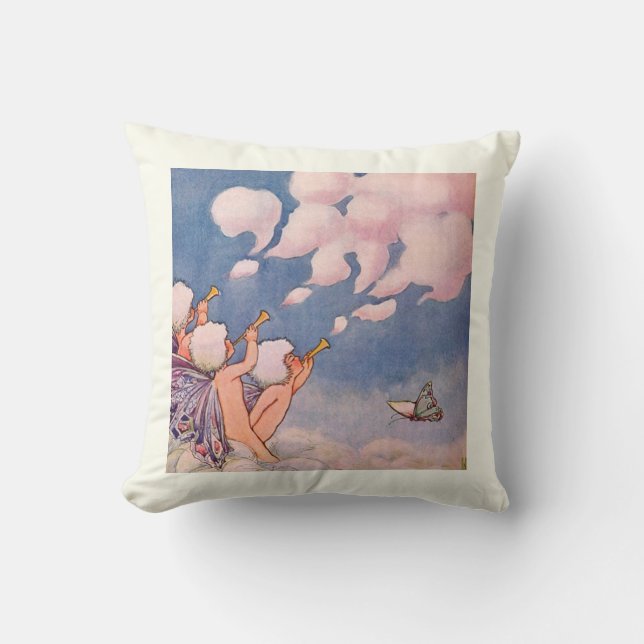 Cloud Faeries Making Clouds Throw Pillow (Front)