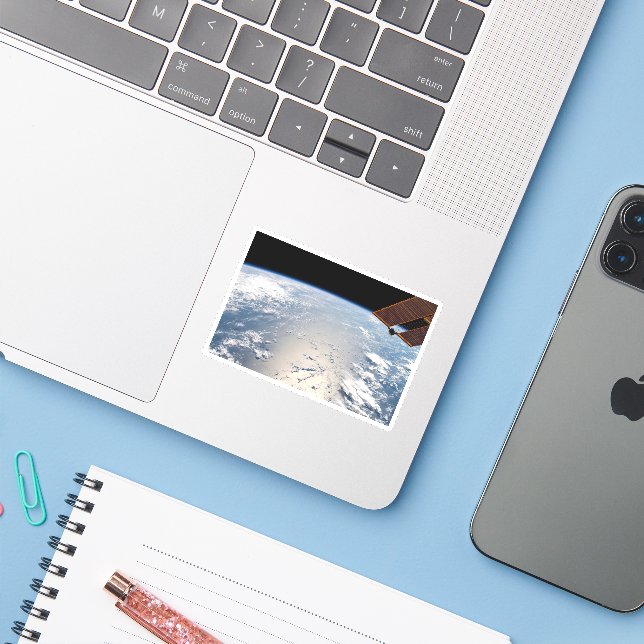 Cloud Formations Surrounding Sunglint Off Pacific Sticker (Laptop w/ iPhone)