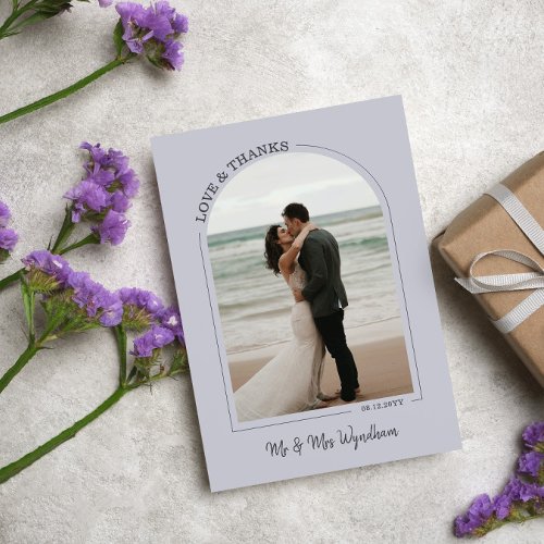 Cloud Gray Arch Wedding Photo Love  Thanks Thank You Card
