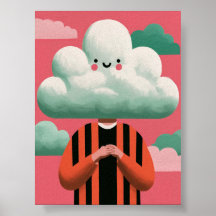 Cloud Head Character Surreal Quirky Art