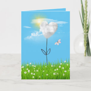 Cloud Heart Flower Thinking of You Card