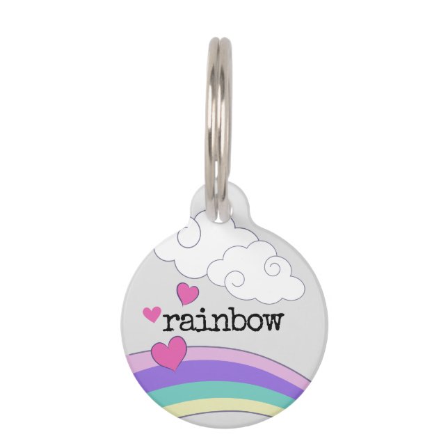Cloud Heart Rainbow Pet ID Tag (Front)