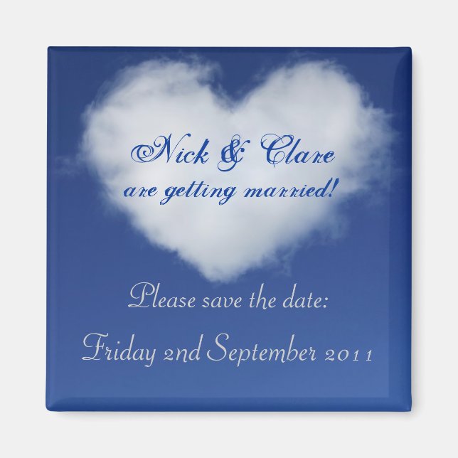 Cloud Heart Save the Date Magnet (Front)