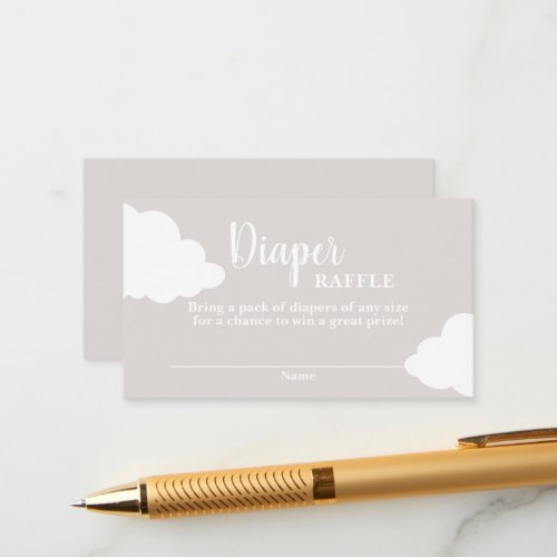 Cloud Minimalist baby shower Diaper Raffle Card