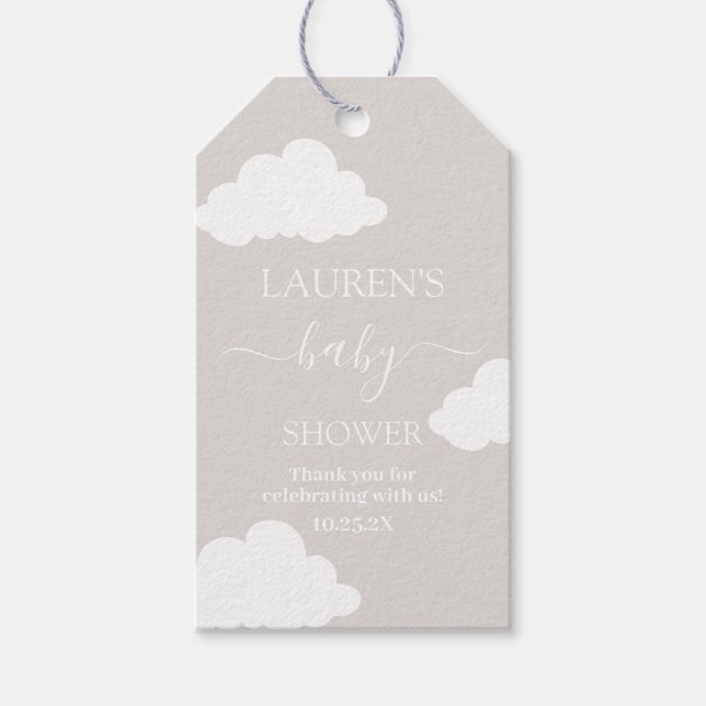 Cloud Minimalist Baby Shower Gift Tag (Front)