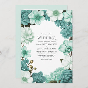 Cloud Mint, Frosted Teal & Seaglass Ivory Wedding Invitation