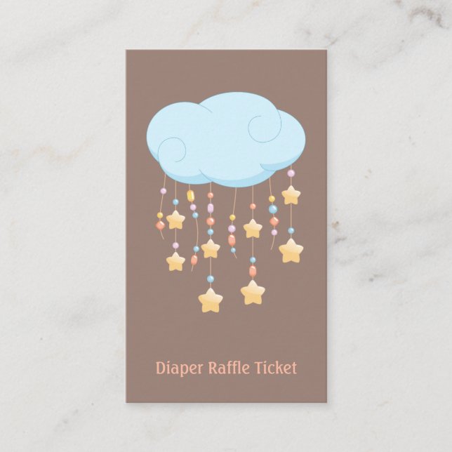 Cloud Mobile Baby Shower Diaper Raffle Ticket Enclosure Card (Front)