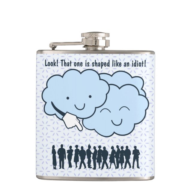 Cloud Mocks Human Shapes Funny Cartoon Flask (Front)