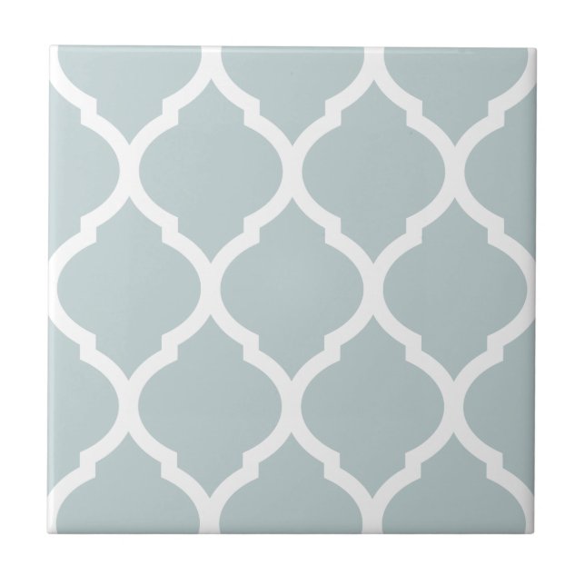 Cloud Moroccan Quatrefoil Patterned Ceramic Tile (Front)